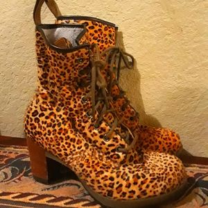 Dr. Martens Genuine Calf Hair Cheetah Print Boots